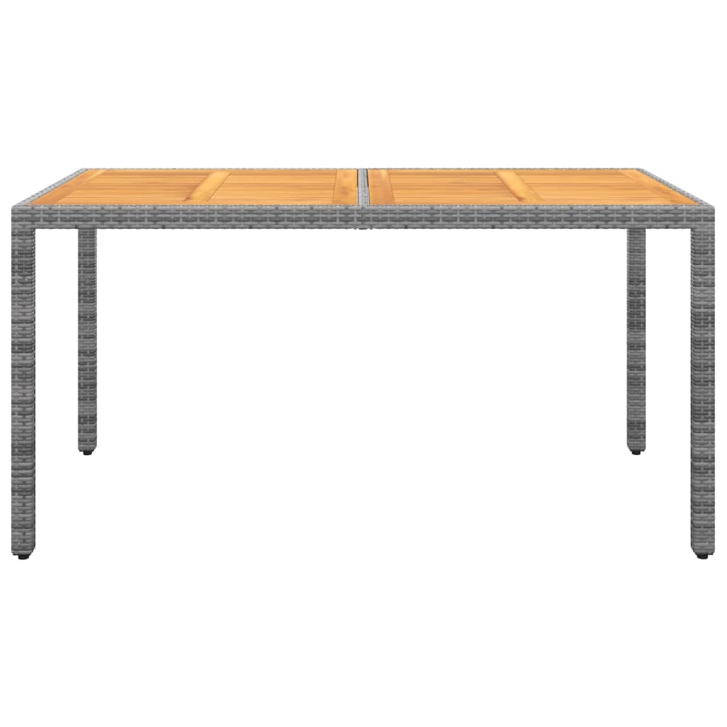 vidaXL Tuintafel 150x90x75 cm acaciahout en poly rattan zwart