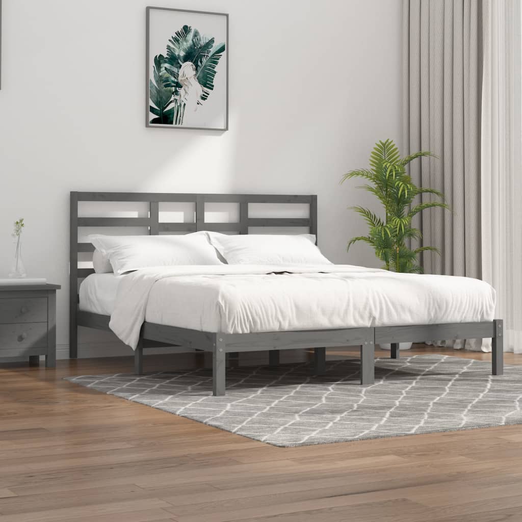 vidaXL Bedframe massief hout zwart 75x190 cm