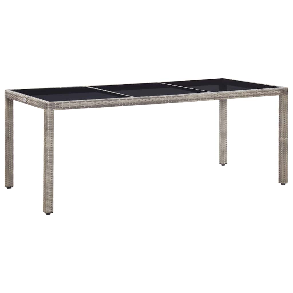 vidaXL Garden Table 190x90x75 cm Tempered Glass and Poly Rattan Black