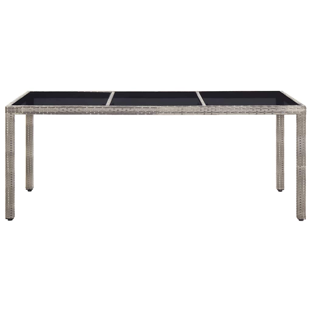vidaXL Garden Table 190x90x75 cm Tempered Glass and Poly Rattan Black