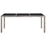 vidaXL Garden Table 190x90x75 cm Tempered Glass and Poly Rattan Black