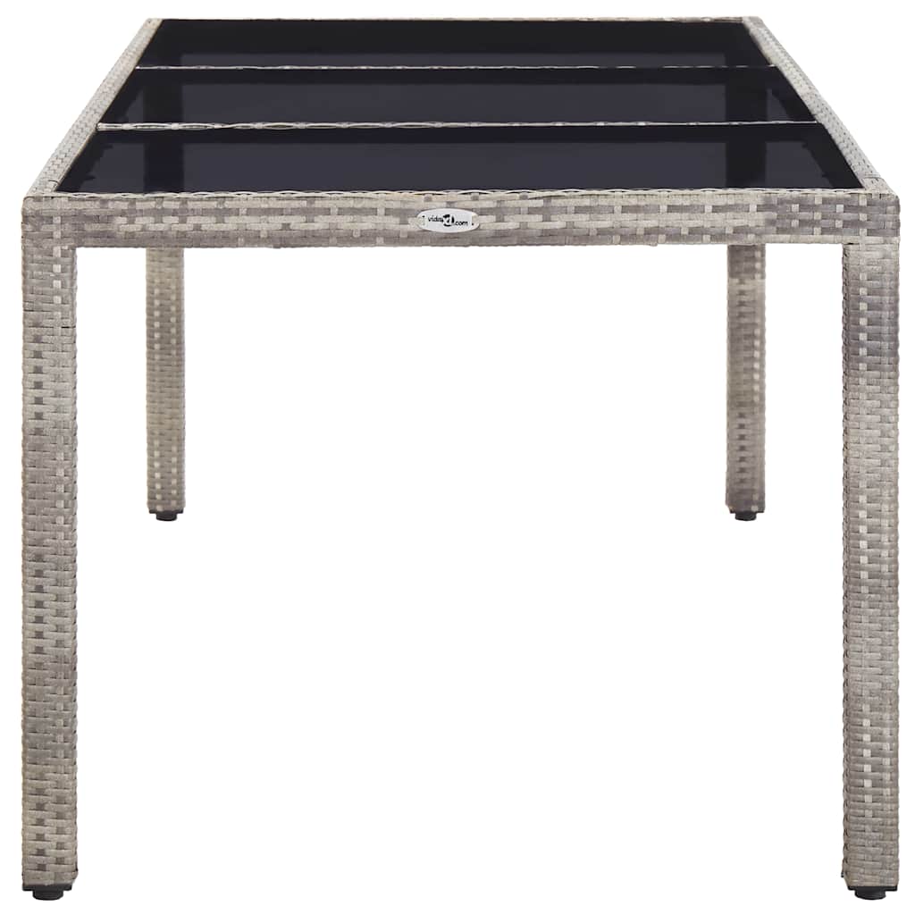 vidaXL Garden Table 190x90x75 cm Tempered Glass and Poly Rattan Black