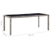 vidaXL Garden Table 190x90x75 cm Tempered Glass and Poly Rattan Black