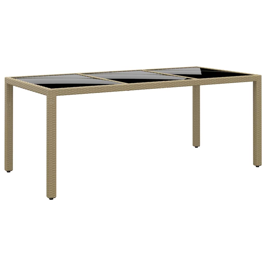 vidaXL Garden Table 190x90x75 cm Tempered Glass and Poly Rattan Black