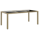 vidaXL Garden Table 190x90x75 cm Tempered Glass and Poly Rattan Black