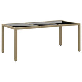 vidaXL Garden Table 190x90x75 cm Tempered Glass and Poly Rattan Black