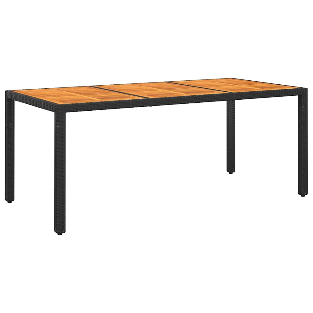 vidaXL Tuintafel 190x90x75 cm acaciahout en poly rattan zwart