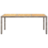 vidaXL Tuintafel 190x90x75 cm acaciahout en poly rattan zwart