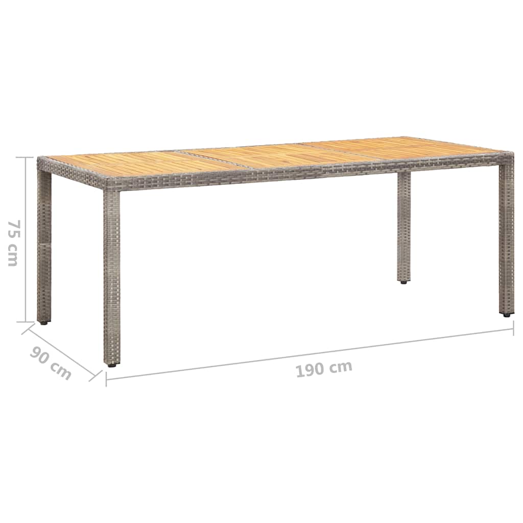 vidaXL Tuintafel 190x90x75 cm acaciahout en poly rattan zwart