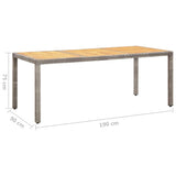 vidaXL Tuintafel 190x90x75 cm acaciahout en poly rattan zwart