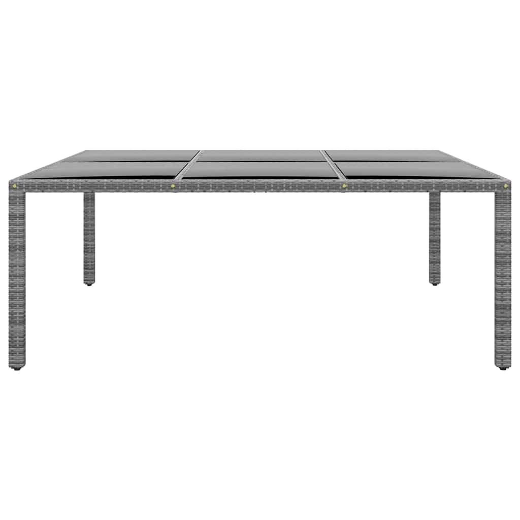 vidaXL Tuintafel 200x150x75 cm gehard glas en poly rattan grijs