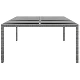 vidaXL Tuintafel 200x150x75 cm gehard glas en poly rattan grijs