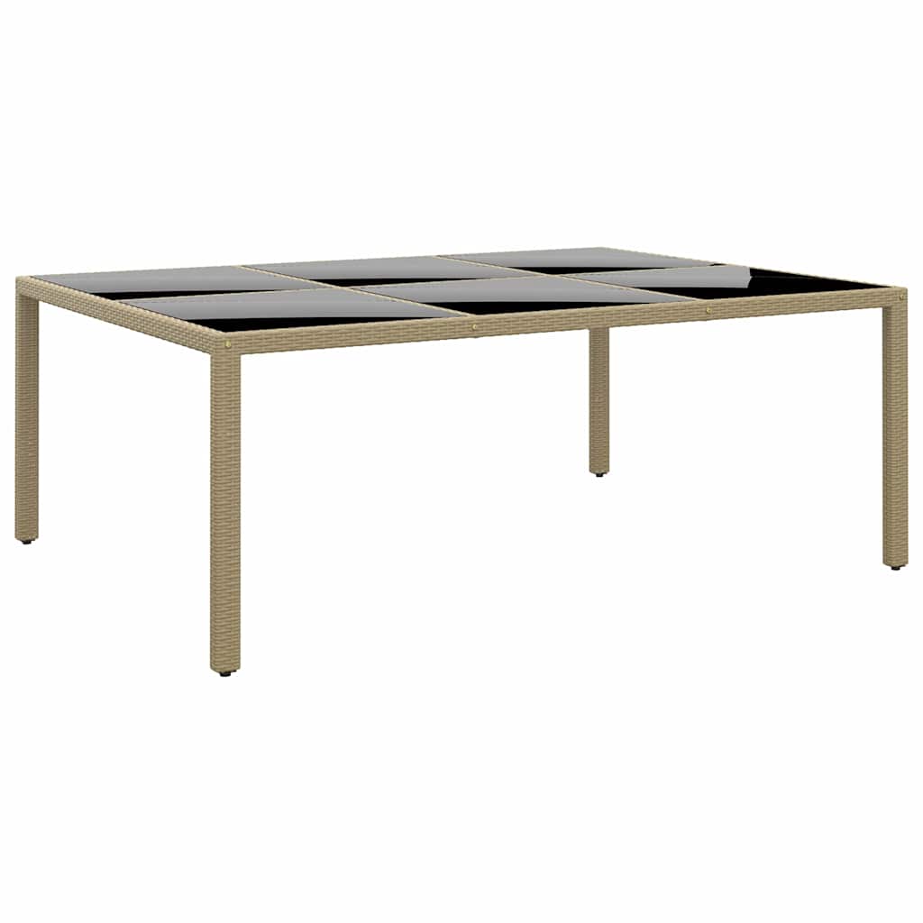 vidaXL Tuintafel 200x150x75 cm gehard glas en poly rattan grijs