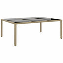 vidaXL Tuintafel 200x150x75 cm gehard glas en poly rattan grijs