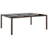 vidaXL Tuintafel 200x150x75 cm gehard glas en poly rattan grijs