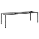 vidaXL Tuintafel 250x100x75 cm gehard glas en poly rattan zwart