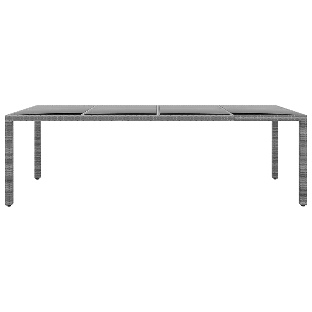 vidaXL Tuintafel 250x100x75 cm gehard glas en poly rattan zwart