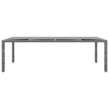 vidaXL Tuintafel 250x100x75 cm gehard glas en poly rattan zwart