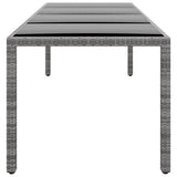 vidaXL Tuintafel 250x100x75 cm gehard glas en poly rattan zwart
