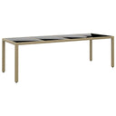 vidaXL Tuintafel 250x100x75 cm gehard glas en poly rattan zwart