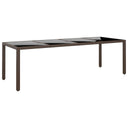 vidaXL Tuintafel 250x100x75 cm gehard glas en poly rattan zwart