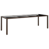 vidaXL Tuintafel 250x100x75 cm gehard glas en poly rattan zwart