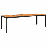 vidaXL Garden Table 250x100x75 cm acacia wood and poly rattan black