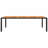 vidaXL Garden Table 250x100x75 cm acacia wood and poly rattan black