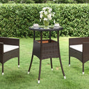 vidaXL Garden Table Ø60x75 cm Tempered Glass and Poly Rattan Black