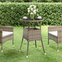vidaXL Garden Table Ø60x75 cm Tempered Glass and Poly Rattan Black