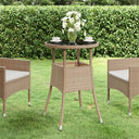 vidaXL Garden Table Ø60x75 cm Tempered Glass and Poly Rattan Black