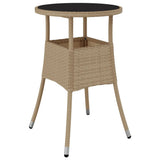 vidaXL Garden Table Ø60x75 cm Tempered Glass and Poly Rattan Black
