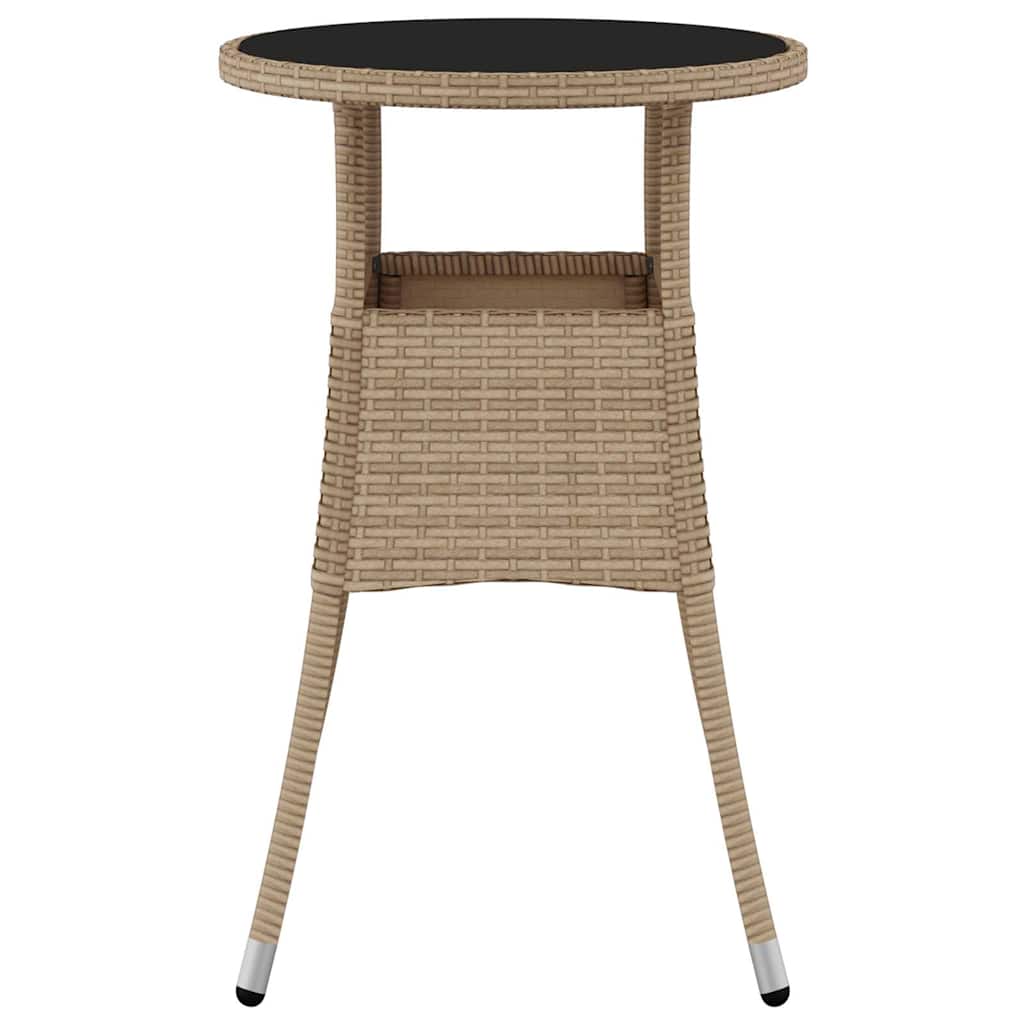 vidaXL Garden Table Ø60x75 cm Tempered Glass and Poly Rattan Black