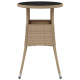 vidaXL Garden Table Ø60x75 cm Tempered Glass and Poly Rattan Black