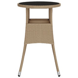 vidaXL Garden Table Ø60x75 cm Tempered Glass and Poly Rattan Black