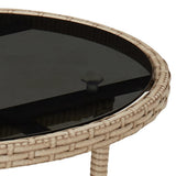 vidaXL Garden Table Ø60x75 cm Tempered Glass and Poly Rattan Black