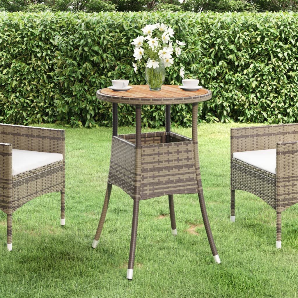vidaXL Tuintafel Ø60x75 cm acaciahout en poly rattan zwart