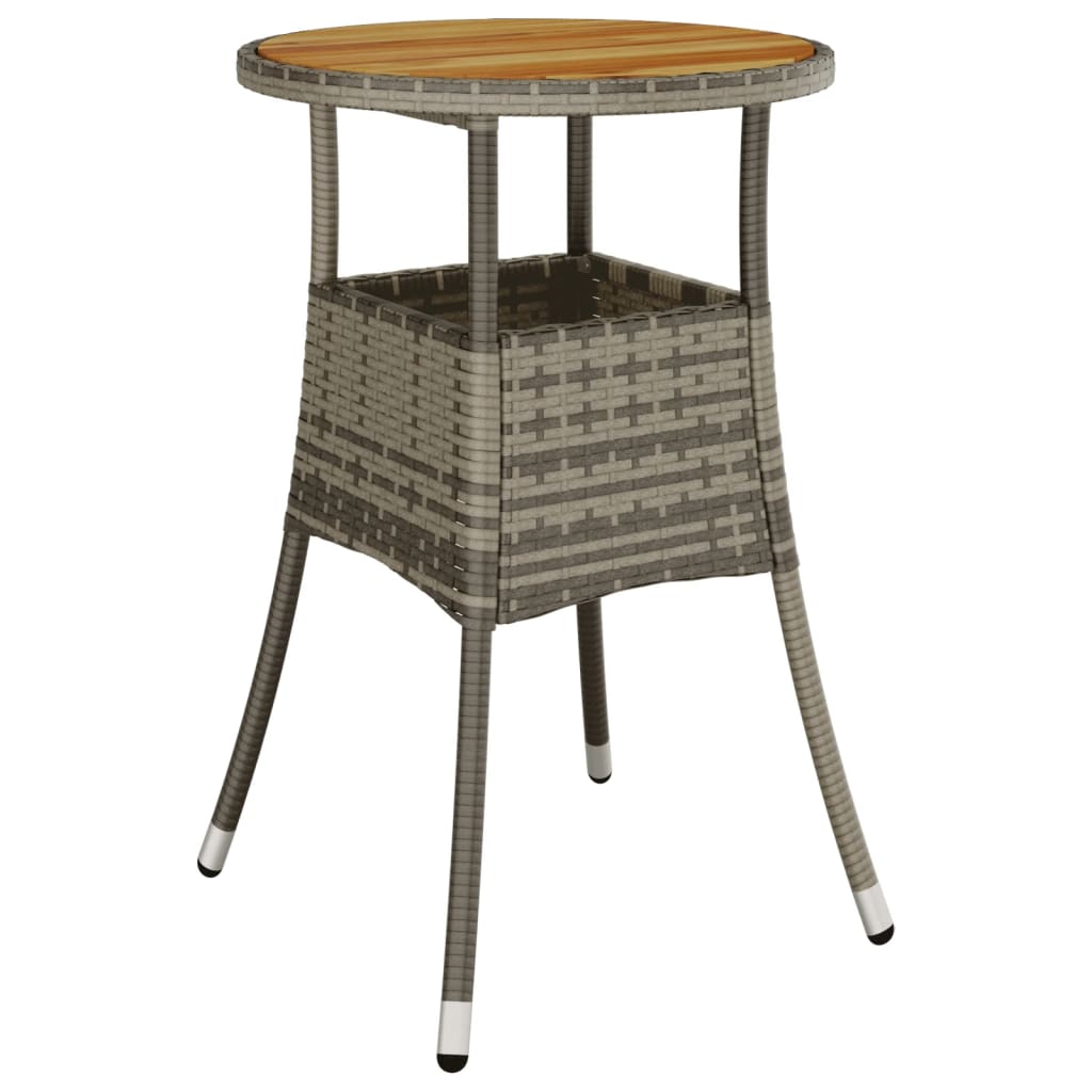 vidaXL Tuintafel Ø60x75 cm acaciahout en poly rattan zwart