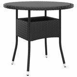 vidaXL Garden Table Ø80x75 cm Tempered Glass and Poly Rattan Black