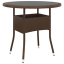 vidaXL Garden Table Ø80x75 cm Tempered Glass and Poly Rattan Black