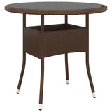 vidaXL Garden Table Ø80x75 cm Tempered Glass and Poly Rattan Black