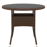 vidaXL Garden Table Ø80x75 cm Tempered Glass and Poly Rattan Black