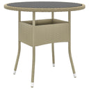 vidaXL Garden Table Ø80x75 cm Tempered Glass and Poly Rattan Black