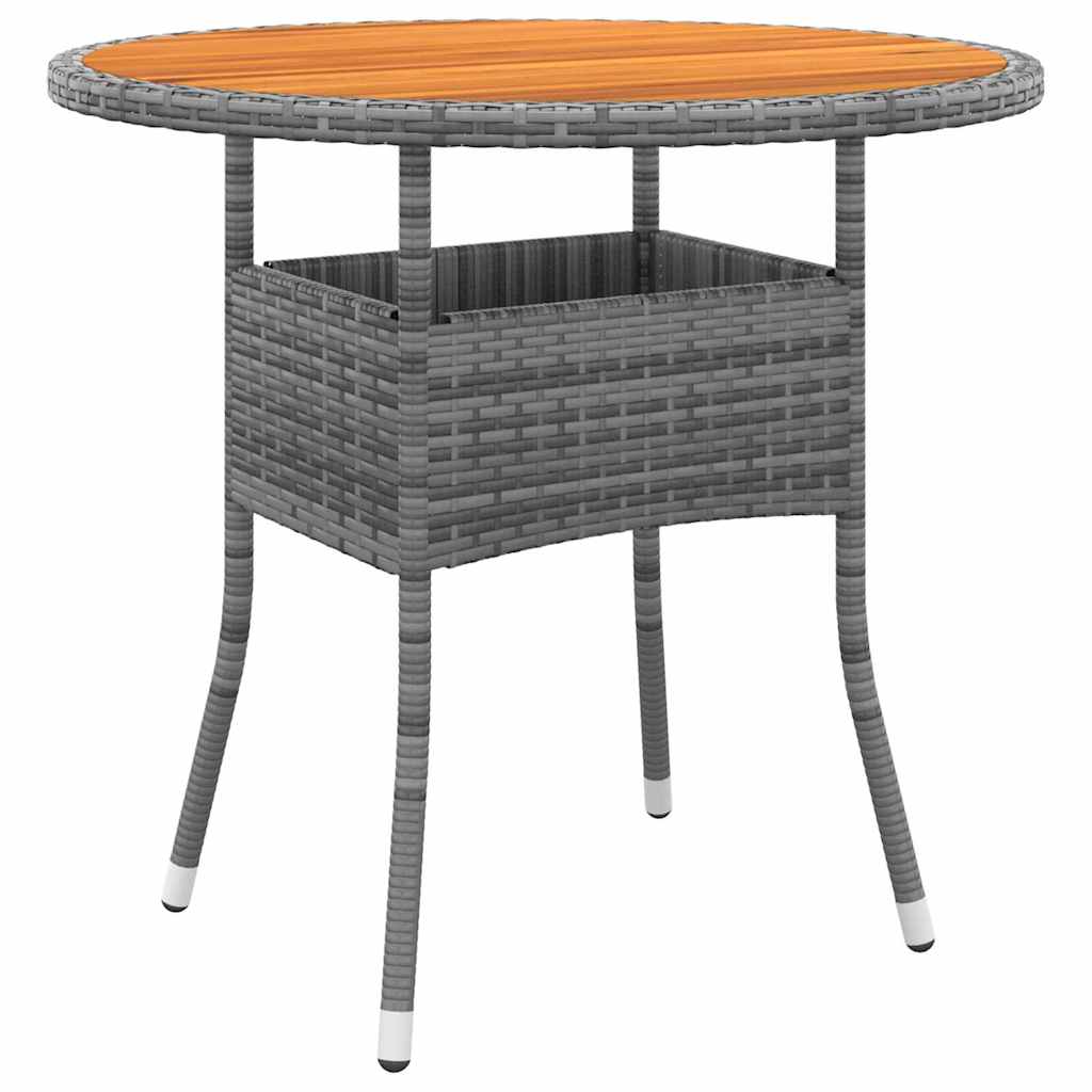 vidaXL Tuintafel Ø80x75 cm acaciahout en poly rattan zwart