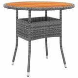 vidaXL Tuintafel Ø80x75 cm acaciahout en poly rattan zwart