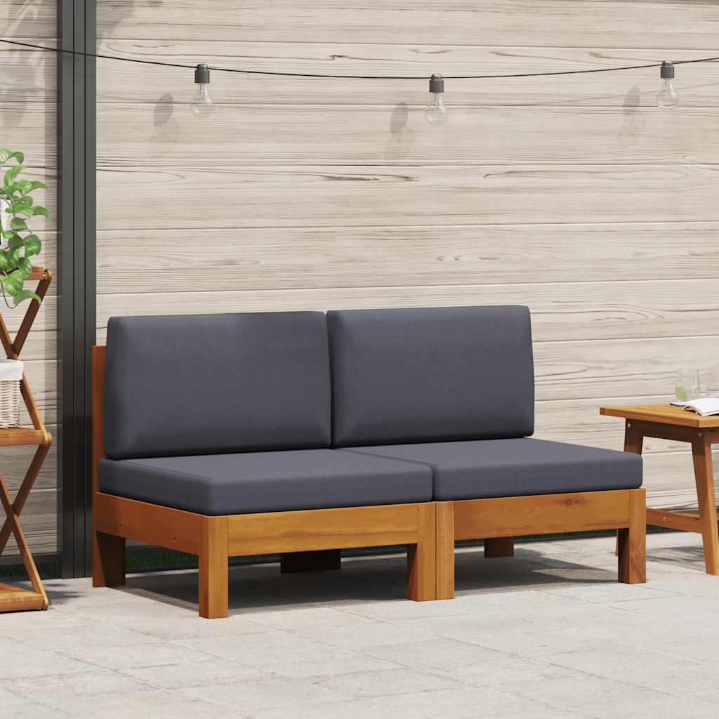 vidaXL 2-delige Loungeset met crèmewitte kussens acaciahout