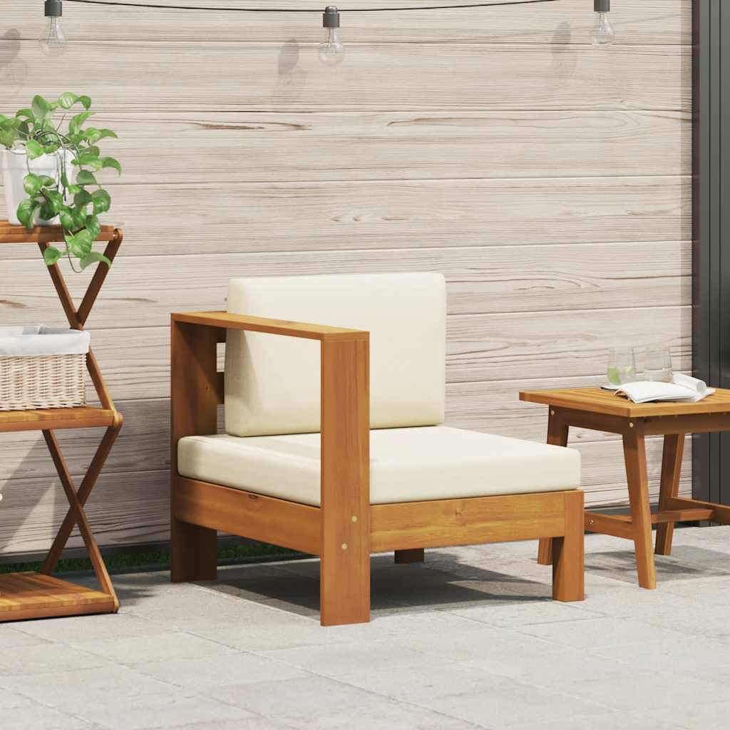 vidaXL 2-delige Loungeset met crèmewitte kussens acaciahout