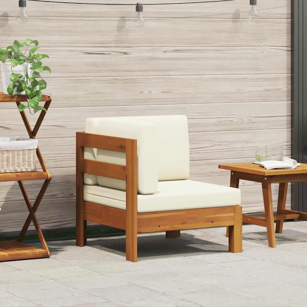 vidaXL 2-delige Loungeset met crèmewitte kussens acaciahout