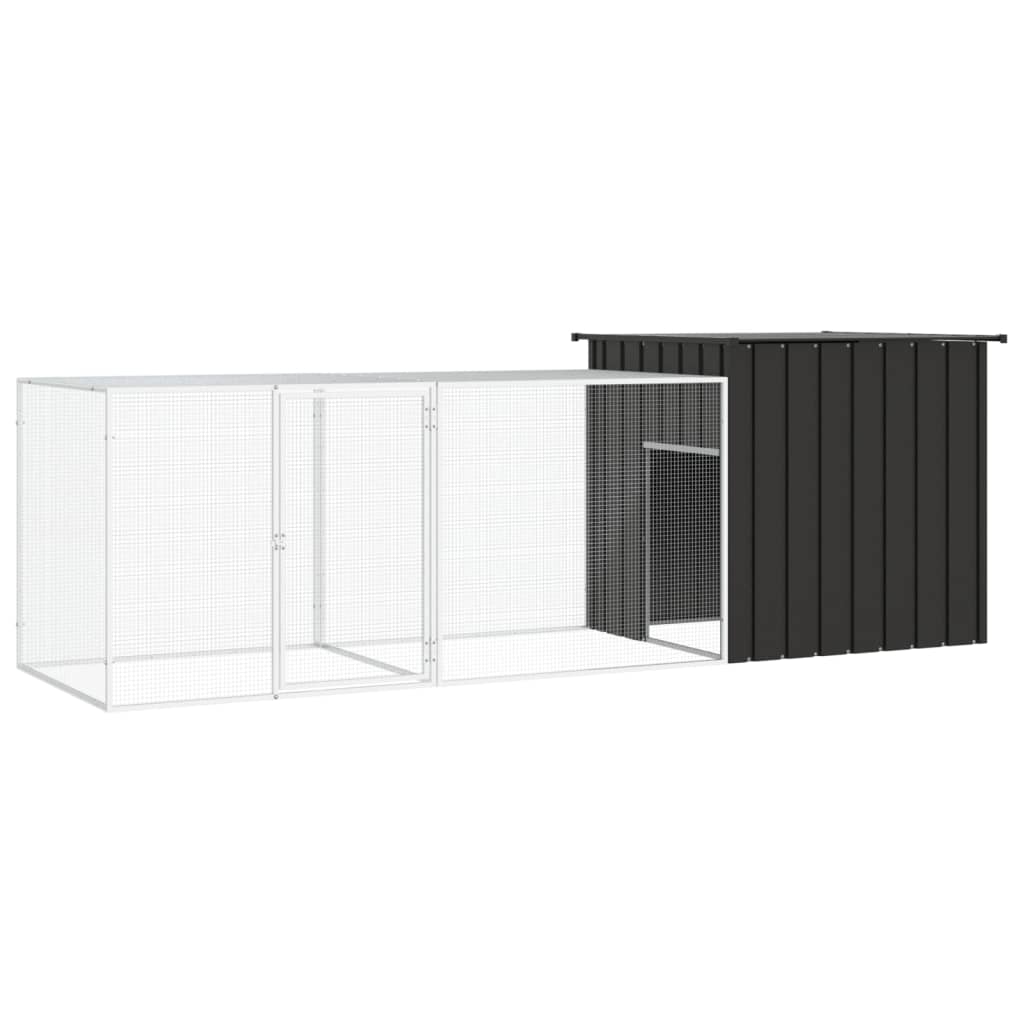 vidaXL Chicken Coop 200x91x100 cm Galvanized Steel Anthracite