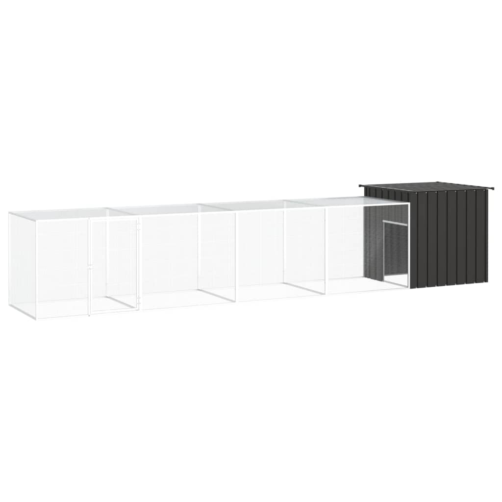 vidaXL Chicken Coop 200x91x100 cm Galvanized Steel Anthracite